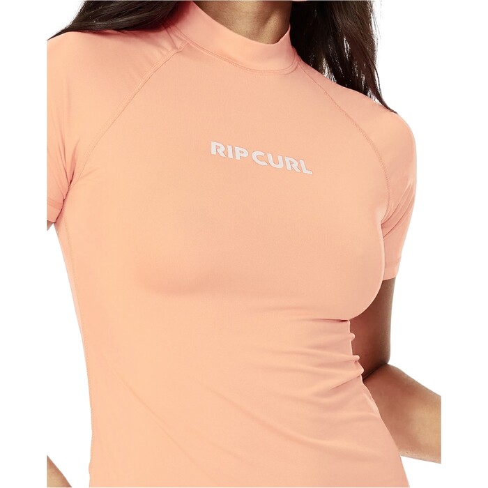 2024 Rip Curl Womens Classic Surf UPF Short Sleeve Rash Vest 15HWRV - Bright Peach